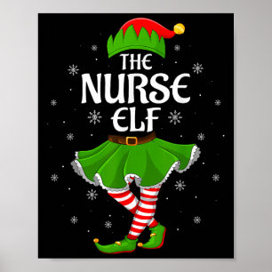 Verpleegster Elf Kerst Familie Meisjes Vrouwen Elf Poster