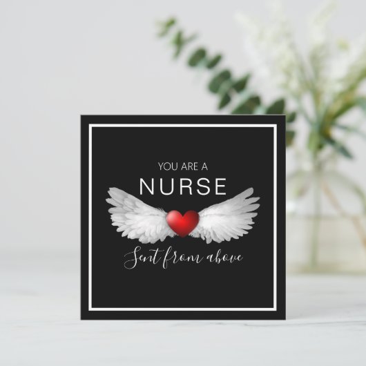 Verpleegster Engelenvleugels Hart Dank je wel (Staand voorkant)