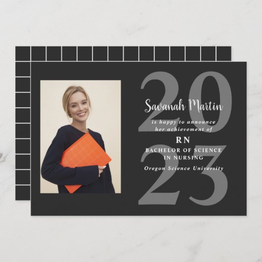 Verpleegster Foto 2023 Afstudeer Zwart Aankondiging (Voorkant / Achterkant)