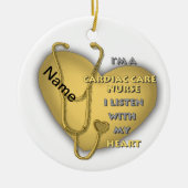 Verpleegster Gele Hart Hartzorg Keramisch Ornament (Voorkant)