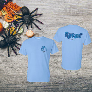 Verpleegster Gepersonaliseerde Naam Datum Hallowee T-shirt