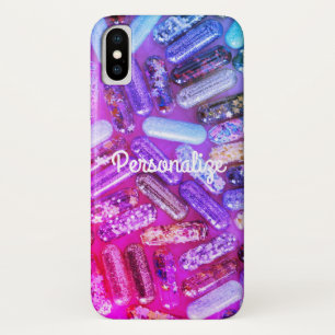 Verpleegster glitter look medicatie roze paarse iPhone x hoesje