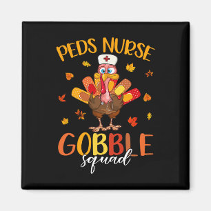 Verpleegster Gobble Squad Turkije Pelgrim Thanksgi Magneet