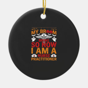 Verpleegster Halloween Bezem Gebroken Ontwerp_1 Keramisch Ornament