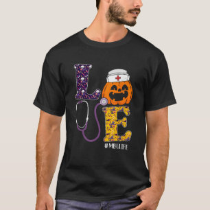 Verpleegster Halloween Enge Pompoen Kostuum Liefde T-shirt