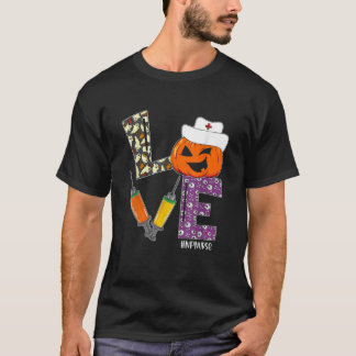 Verpleegster Halloween Enge Pompoen Kostuum Liefde T-shirt