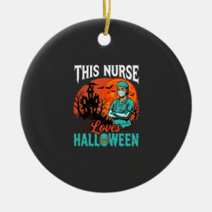 Verpleegster Halloween Griezelige Zorg Ontwerp_1 Keramisch Ornament