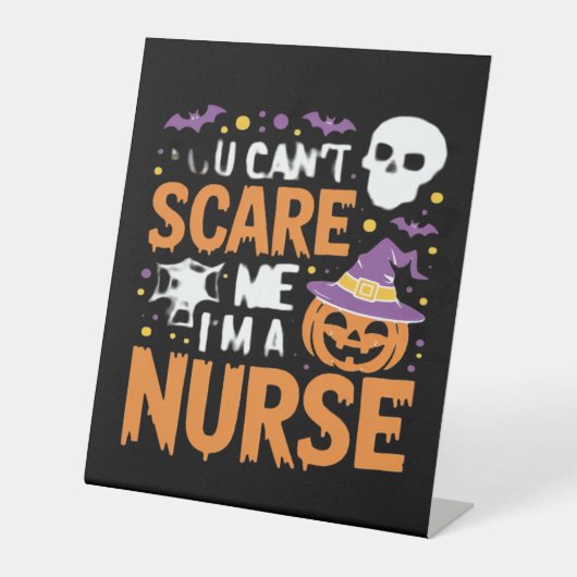 Verpleegster Halloween Witch Funny Nursing Essenti Reclamebord Met Voetstuk (Voorkant)
