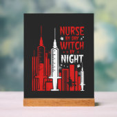 Verpleegster Heks Halloween Skyline Ontwerp_1 Acryl Bord (Neutraal)