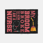 Verpleegster heksen bezem fleece deken (Voorkant (Horizontaal))