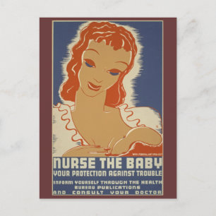 Verpleegster het Poster van WPA van de Baby Briefkaart