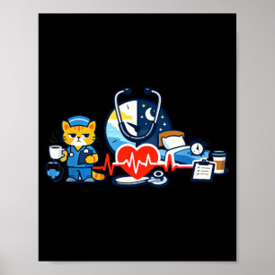 Verpleegster Humor Nachtdienst Embleem voor RN Tea Poster