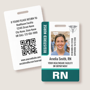Verpleegster ID Badge Foto Logo RN Werknemer Moder
