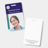 Verpleegster ID foto marine eenvoudig logo badge (Voor- en achterkant)