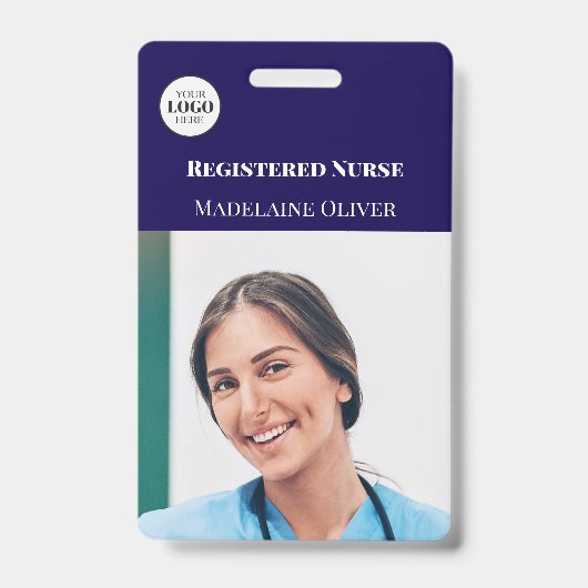 Verpleegster ID foto marine eenvoudig logo badge (Voorzijde)