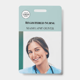 Verpleegster ID foto Teal Eenvoudig Logo Badge