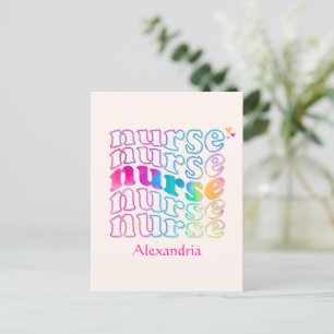 Verpleegster in elegante regenboogkleuren briefkaart
