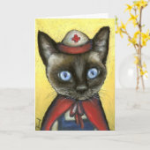Verpleegster kat kaart (Gele Bloem)