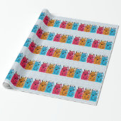 Verpleegster Katten Gift Wrap Blauw Cadeaupapier (Uitgerold)