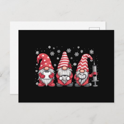 Verpleegster Kerst Gnomen Schattige Xmas Scrub Feestdagenkaart (Voorkant / Achterkant)