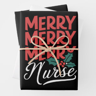 Verpleegster Kerst Merry Verpleegster Verpleegster Inpakpapier Vel