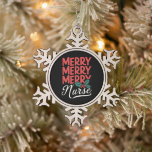 Verpleegster Kerst Merry Verpleegster Verpleegster Tin Sneeuwvlok Ornament