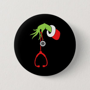 Verpleegster Kerst Stethoscoop Verpleegsters Kerst Ronde Button 5,7 Cm