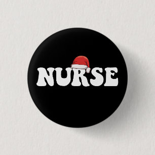 Verpleegster Kerstman Hoed Kerst Verpleging Ronde Button 3,2 Cm