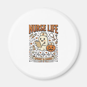 Verpleegster Leven Halloween Geest Pompoen Vintage Magneet