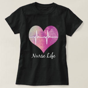 Verpleegster Leven - Waterverf Hart EKG T-shirt