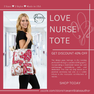 Verpleegster-liefde Borduursteek Tote Tas