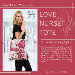 Verpleegster-liefde Borduursteek Tote Tas