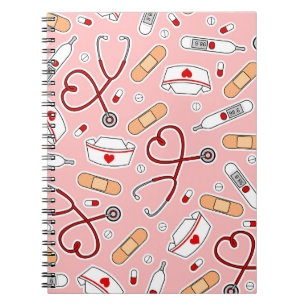 Verpleegster Liefde Print Roze Achtergrond Notitieboek
