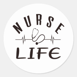Verpleegster Life Wit Classic Ronde Sticker
