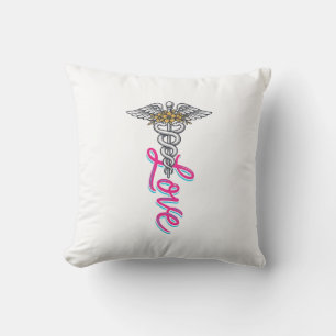 Verpleegster Love Caduceus Bloemig Medisch Vertica Kussen