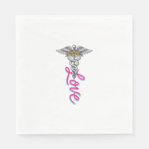 Verpleegster Love Caduceus Bloemig Medisch Vertica Servet