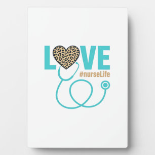 Verpleegster Love Luipaard Stethoscoop Vectorontwe Fotoplaat