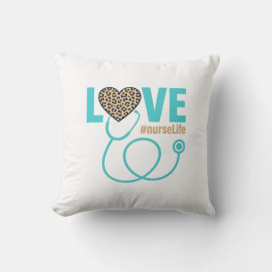 Verpleegster Love Luipaard Stethoscoop Vectorontwe Kussen