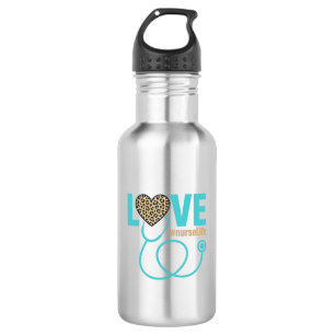 Verpleegster Love Luipaard Stethoscoop Vectorontwe Waterfles