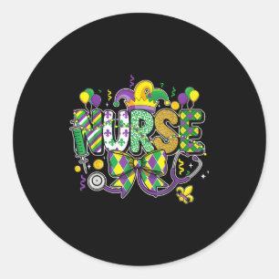 Verpleegster mardi gras stethoscoop new orleans Ve Ronde Sticker