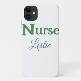 Verpleegster medisch dokter voeg naam tekst groen iPhone 11 hoesje