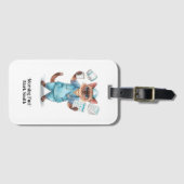 Verpleegster met grappige tekst voor kattenliefheb bagagelabel (Voorkant (horizontaal))