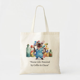Verpleegster met grappige tekst voor kattenliefheb tote bag