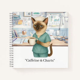 Verpleegster met koffie en je eigen tekst notitieboek