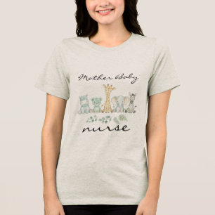 Verpleegster Moeder Baby Safari Jungle Dieren Kraa Tri-Blend Shirt