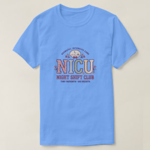 Verpleegster NICU Nachtploeg Retro Bloem Neonatale T-shirt