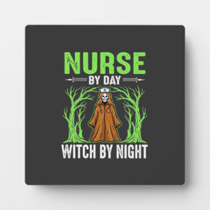 Verpleegster Overdag Heks 's Nachts Halloween-ontw Fotoplaat