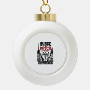 Verpleegster Overdag Heks 's Nachts Halloween-ontw Keramische Bal Ornament