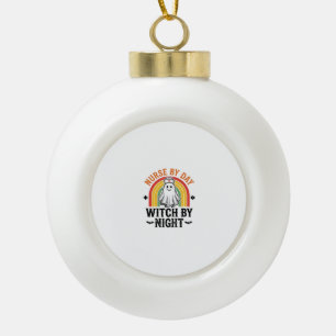 Verpleegster Overdag Heks 's Nachts Vintage Spook Keramische Bal Ornament