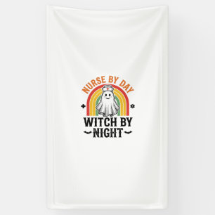 Verpleegster Overdag Heks 's Nachts Vintage Spook Spandoek
